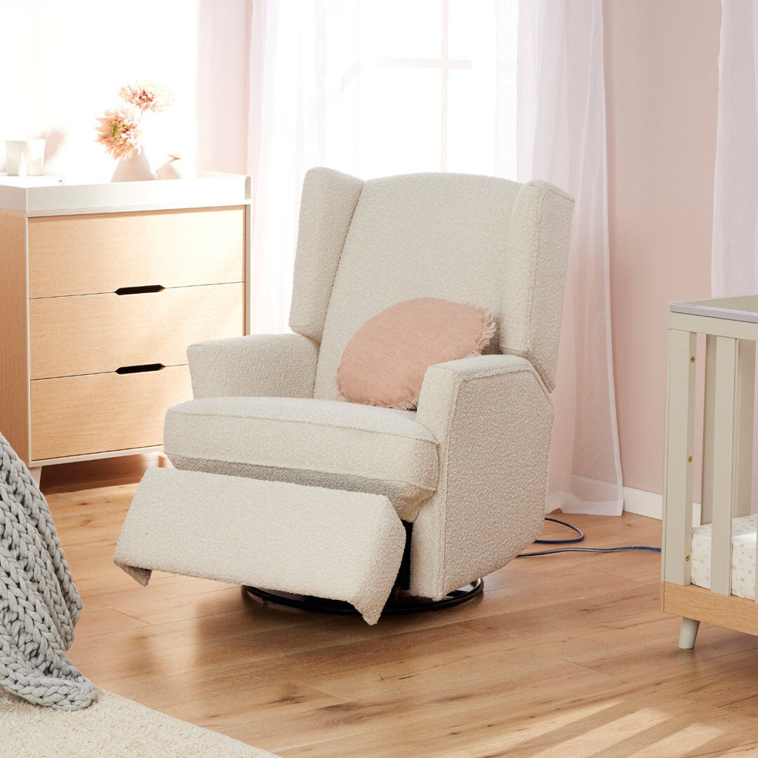 Tutti Bambini by iL Tutto Chelsea Recliner Glider Nursery Chair Vanilla Boucle 100cm H X 75cm W X 81cm D