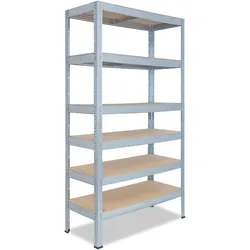 shelfplaza PRO 180x80x50 cm Schwerlastregal in verzinkt mit 6 Böden und 166 kg Traglast pro Boden