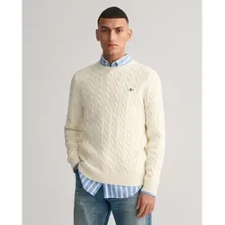 Gant für Herren. 8050601 Beigefarbener Pullover mit Rundhalsausschnitt (S), Lässig, Baumwolle, Langarm