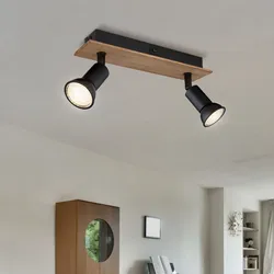 Deckenleuchte Lampe Holzleuchte beweglich Wohnzimmerleuchte schwarz braun 25 cm
