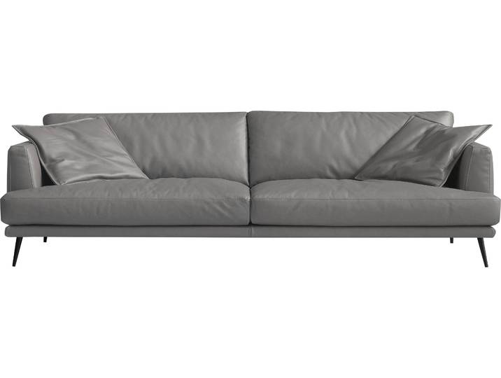 2,5-Sitzer EGOITALIANO Sophia, Designsofa mit extrakomfortablem Sitzkomfort, Breite 214cm , grau (zinn), B:214cm H:77cm T:96cm, Leder BULL (Echtes Rindsleder). Geschliffenes, pigmentiertes und behandeltes Rindsleder mit einer Dicke von 1, 3-1, 5 mm. Es handelt sich um ein weiches, geschütztes Leder. Eine leichte Deckschicht schützt sie vor Flecken, ohne ihre ursprünglichen Eigenschaften zu verändern. Dieses geschützte Leder kombiniert die Vorteile von Natürlichkeit und Weichheit mit einer guten Beständigkeit gegen Verschleiss und Ausbleichen. Das Vorhandensein der charakteristischen Zeichen, die das Leben des Tieres bestimmen, wie Narben, Körnungsunterschiede, Falten, Adern, Disharmonien in Farbtönen, beweisen ihre absolute Echtheit und grossen Wert., Sofas, 2 5-Sitzer, Daunenfederung, inkl. 2 Kissen