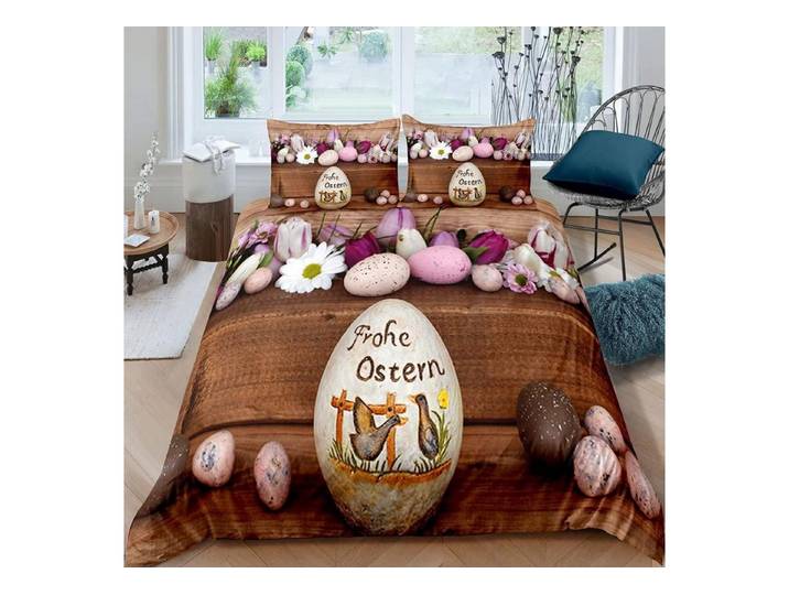 LuxusKollektion Kinderbettwäsche Kinder Bettwäsche Ostern 155x220cm 3tlg.