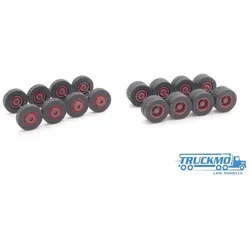 Elbe-Modell 8x Radsatz mit Gummireifen Geländeprofil blutrot EM0397