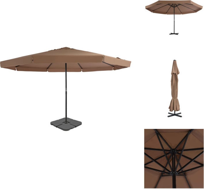 vidaXL Parasol met parasolvoet, taupekleurig