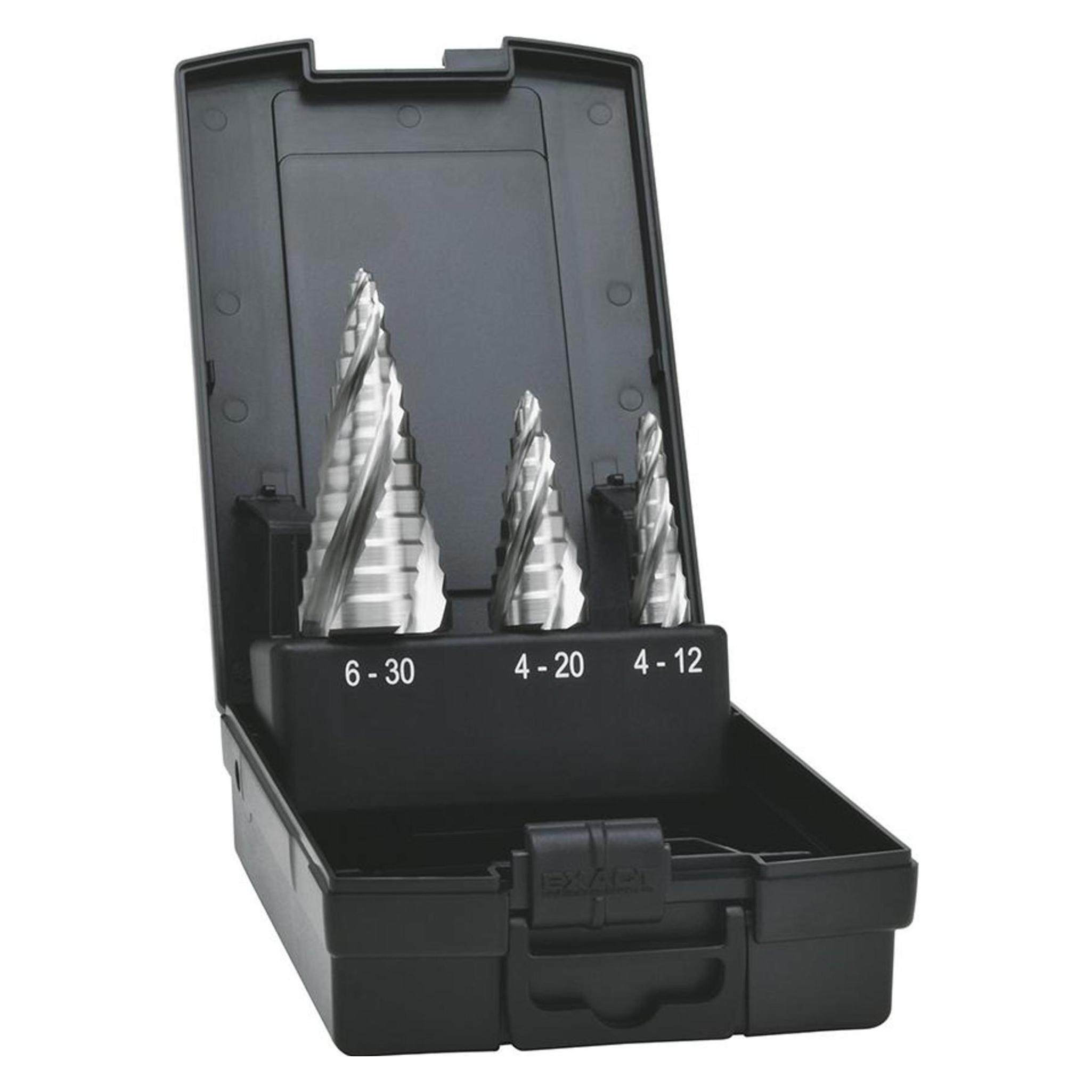 Exact Stufenbohrer HSS Set 4-fach Spiralnute 4-30 mm (4-12mm) (4026558070544)