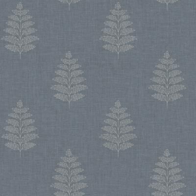 Chesapeake Frond Denim Leaf Wallpaper