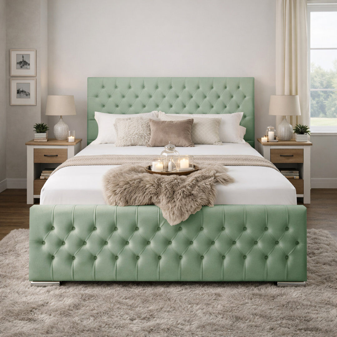 Canora Grey Kensington Upholstered Bed Frame Duck Egg Single (3')