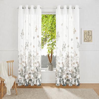 Gardine OTTO HOME "Reeffa" Gr. 1, sand, B:135cm H:145cm, Polyester, Polyester, Gardinen, Gardine, Blätter, Leinenoptik, leichter Lichtschutz, halbtransparent