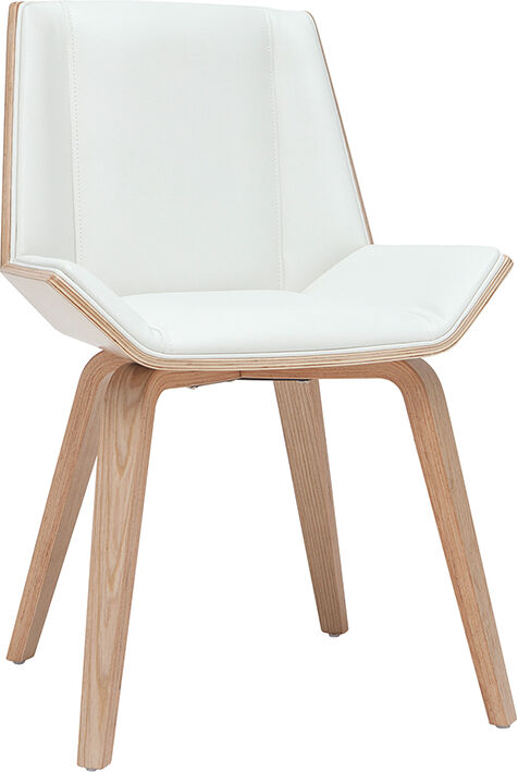 Miliboo Design-Stuhl weiß und helles Holz MELKIOR