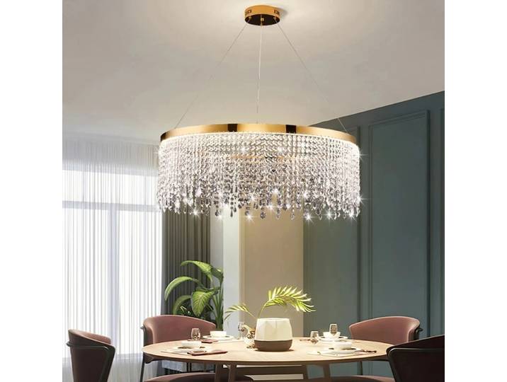 Lustre en cristal royal nordique à LED, lustre de luxe pour salon, salle à manger, cercle, lampe de confrontation, luminaire de décoration intérieure