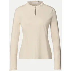 Basic Langarmshirt mit Rüschen Beige 40