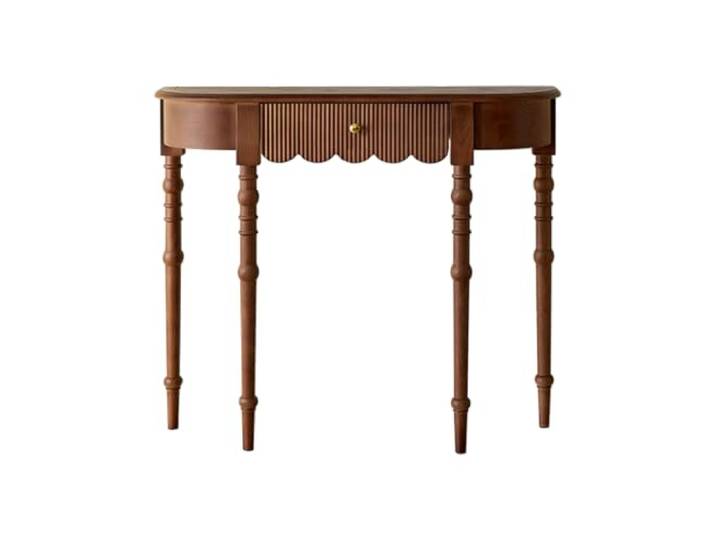 XINMAIZI Konsolentisch aus Massivholz mit Schublade,Halb mond-Konsolentisch Kleiner Vintage-Eingangstisch,Design mit gedrehten Beinen,Flur-Eingangsdekoration für Wohnzimmer,Foyer(31.5in/80cm)