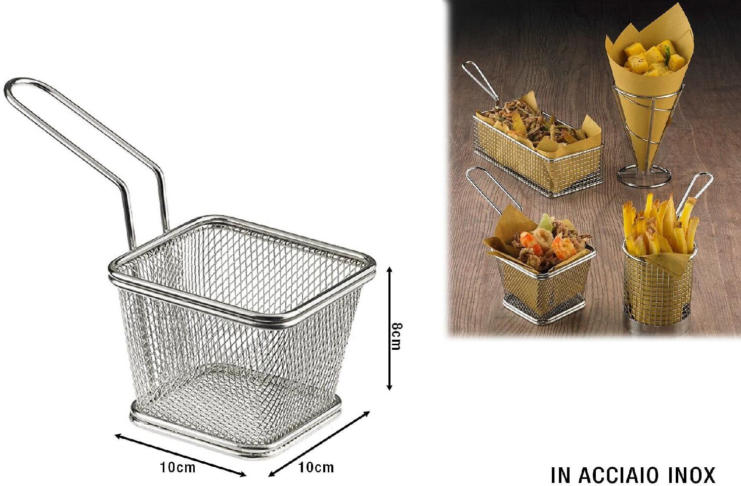leone O5422 Mini Cestello Acciaio 18 8 Cm 10x10x8h - O5422
