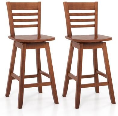 Costway Counter Height Barstools Set of 2 with Footrest for Kitchen Island Bar-Walnut