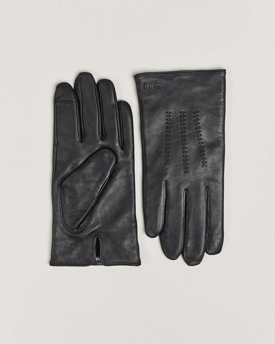 Boss BLACK Hainz Leather Glove Black men 8,5 Sort