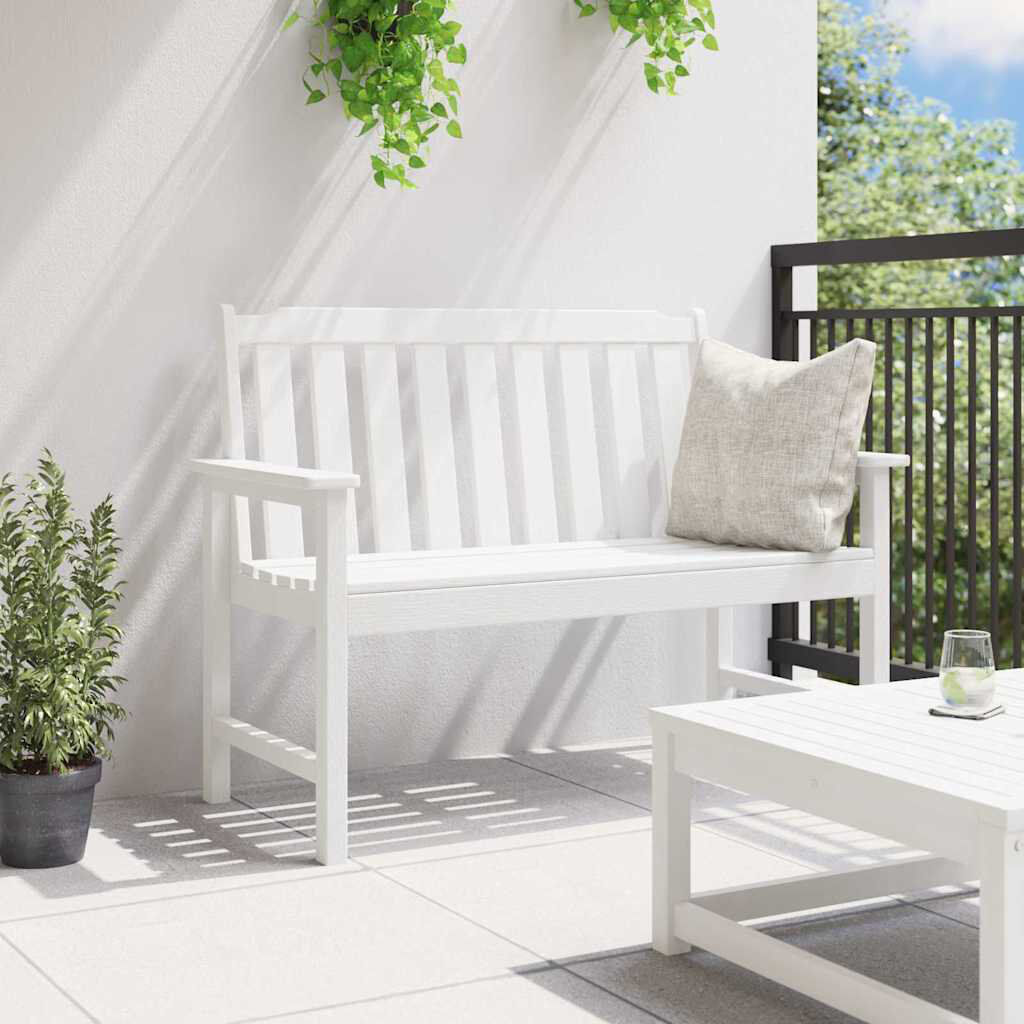 ClassicLiving Garden Bench HDPE White 88cm H X 120cm W X 59cm D