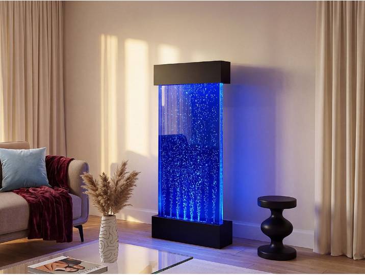 Sprudelnder Säulenbrunnen mit farbwechselnder LED-Beleuchtung - H 122 cm - CECILY