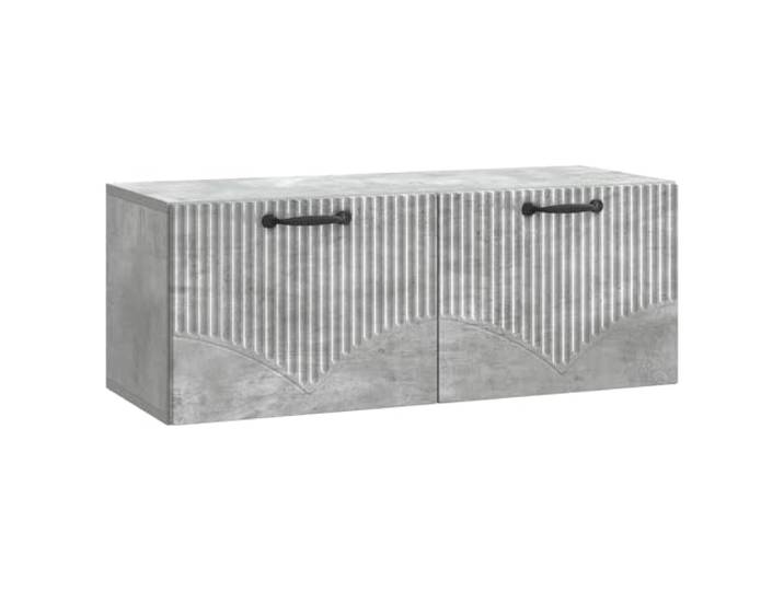 KUPTYERFG TV-Schrank Wandmontage Betongrau 78.5x31x30 cm Holzwerkstoff Platzsparendes Hängeboard für Wohnzimmer und Schlafzimmer mit 2 Klapptüren und geordneten Stauraum.