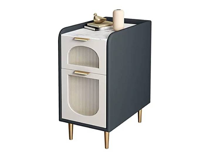 YANG11FAN Vielseitig Holz-Nachttisch mit Akzent-Sofatisch 2 Schubladen Spart Platz, schmales Nachttisch-Design for Wohnzimmer und Schlafzimmer(L30xD40xH60cm)