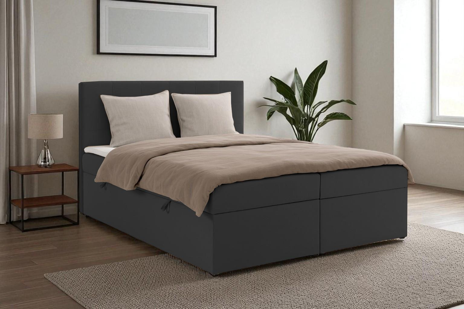 KS HOME CONCEPT Boxspringbed VELLIS met opbergruimte, 180x200 cm, grijs