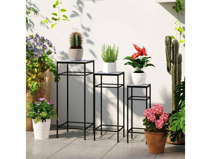 Ensemble de 3 supports pour plantes 71 cm de haut supports à fleurs d'intérieur 3 étagères à fleurs de tailles différentes
