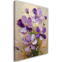 WANDBILD lila gemalte blumen