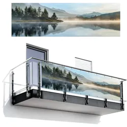 BALKON-SICHTSCHUTZ See - Nebel - Berge - Landschaft Windschutz 300x95 cm