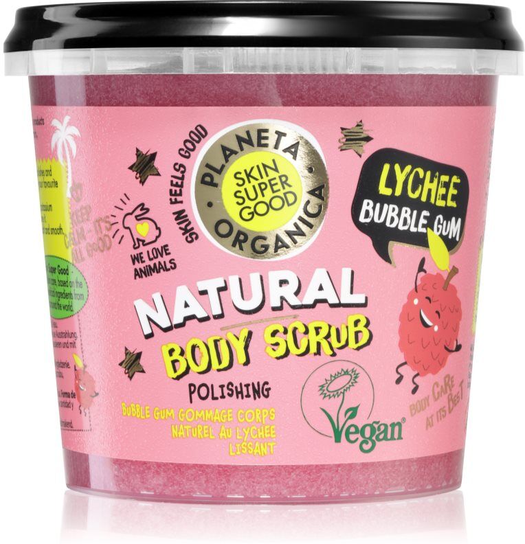 Organic Shop Skin Super Good Lychee Bubble Gum body scrub for soft and smooth skin 360 ml