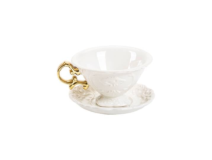 Design Tee- & Kaffee-Set „I-Tea“ aus Porzellan Weiss, Pink Seletti