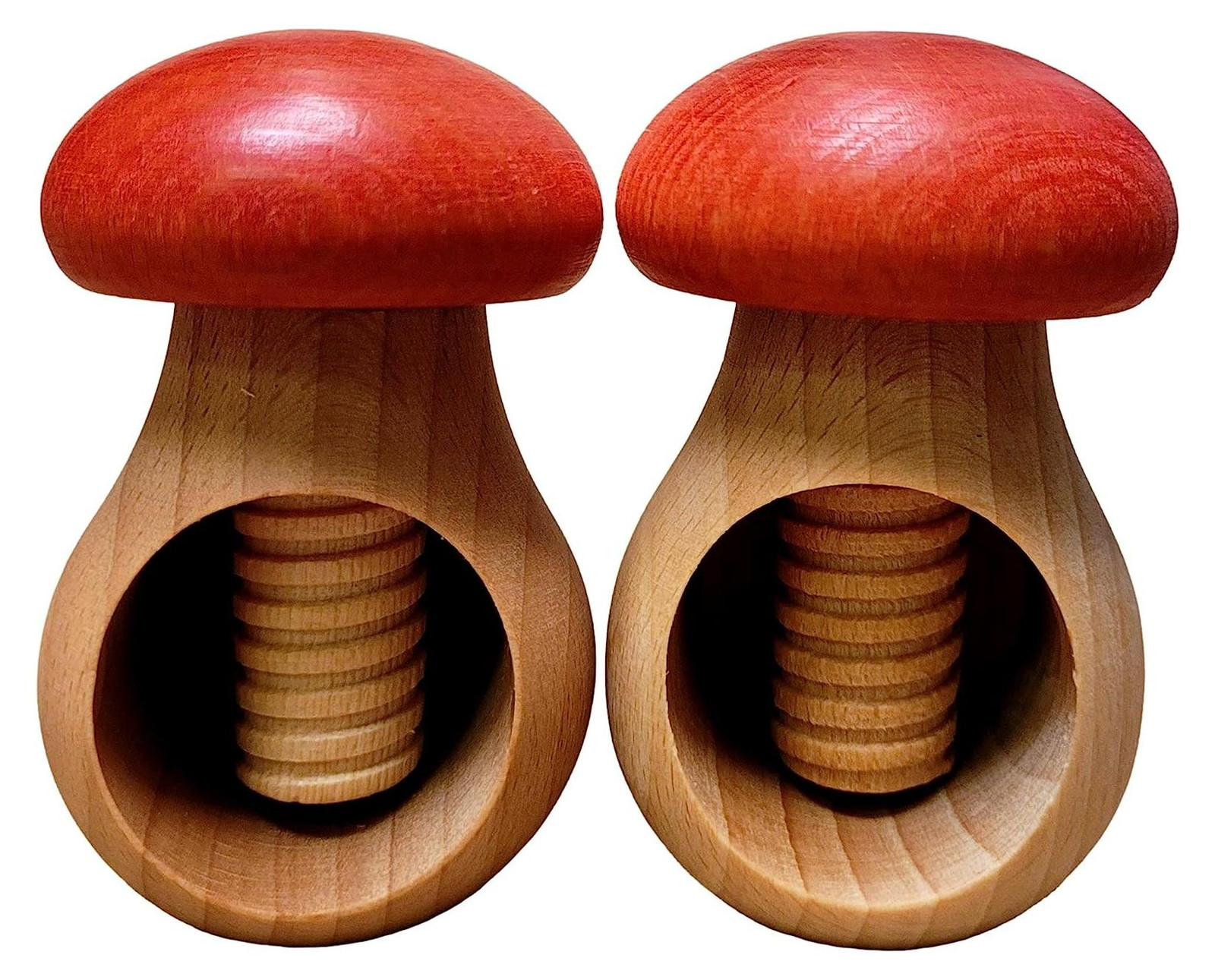 Dripio Set van 2 Handbeschilderde Notenbrekers van Beukenhout, Rood, 11 cm