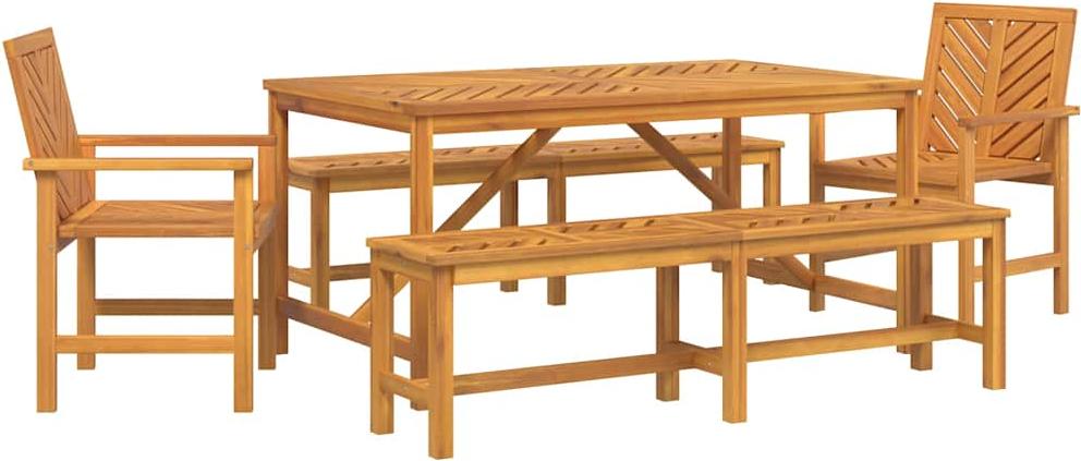 Garten Essgruppe 5 pcs Braun Massivholz Akazie