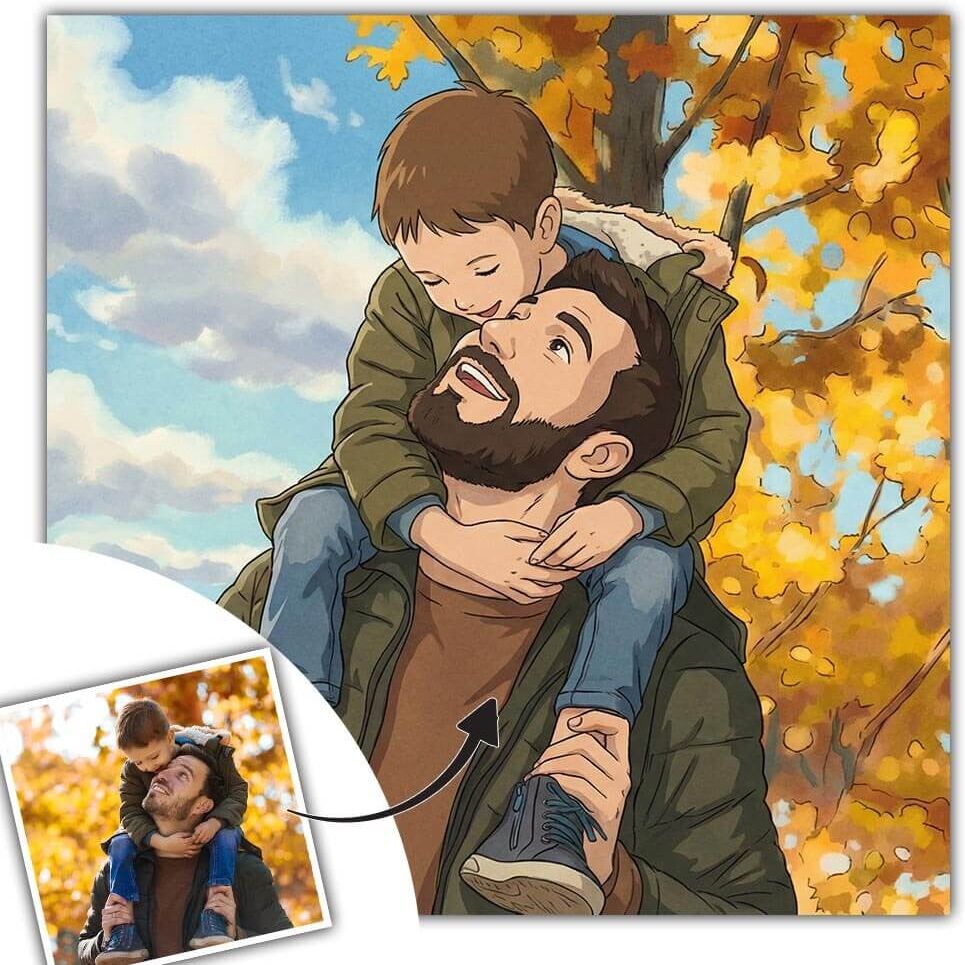 Ocadeau Portrait dessin animé poétique et doux