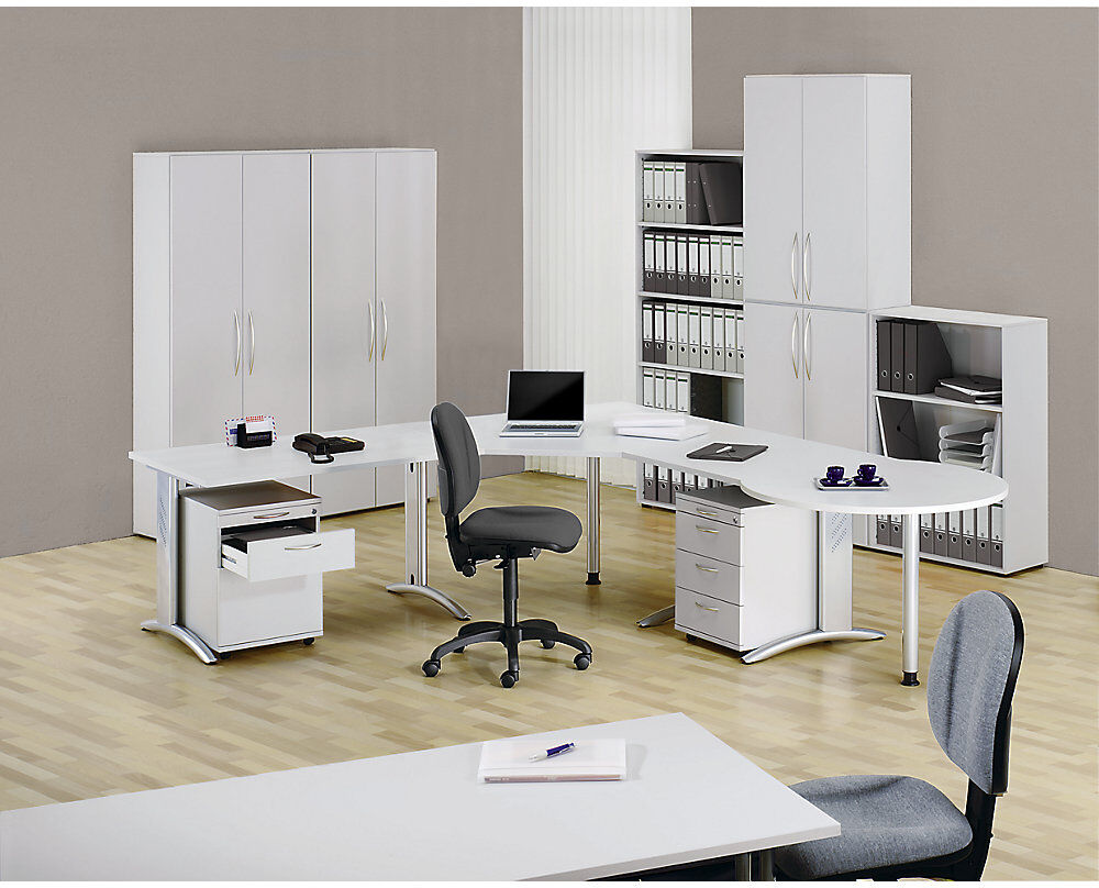 kaiserkraft Büroregal, HxBxT 1144 x 800 x 330 mm, 3 Ordnerhöhen, lichtgrau