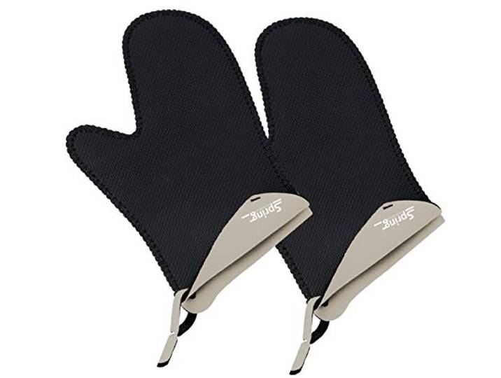 Spring GRIPS Ovenhandschoenen, hittebestendig, neopreen, -40 ° tot 250 °C, antislip, universele maat, 23 x 15 cm, zwart, grijs