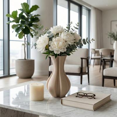 Sagebrook Home Stoneware Vase Sculptural Curved Fluid Form Artistic Modern