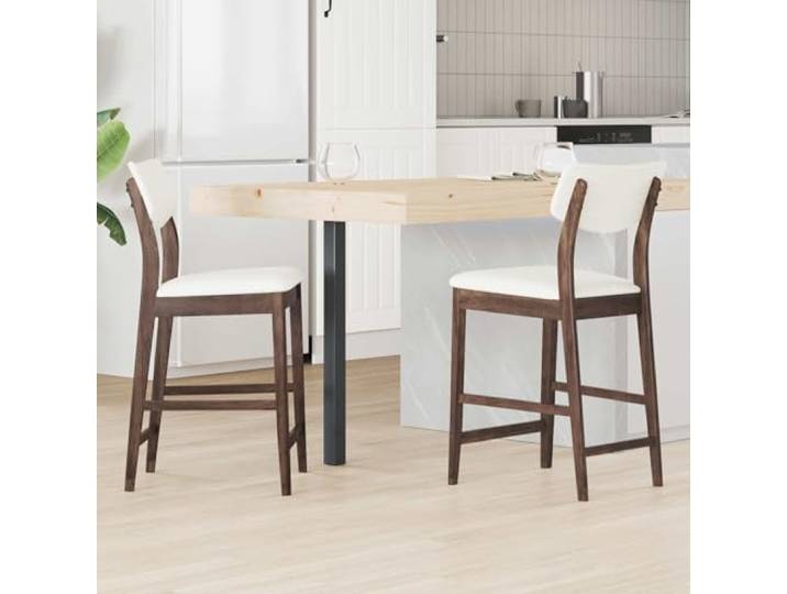 HMDNGOUT Esszimmerstühle 2 STK. Massives Gummiholz Hellbraun Für Innenräume, quadratische Beine, ergonomischer Sitz, feuchtes Tuch zur Pflege, robuste Bauweise