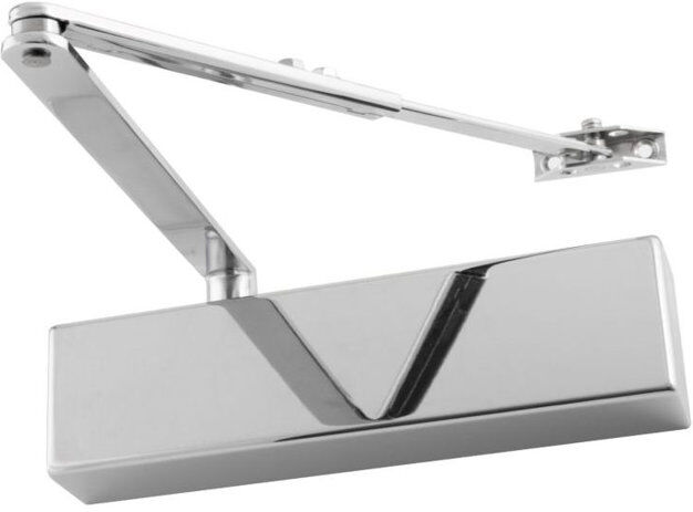 Eclipse Overhead Door Closer Surface Mounted 101 Series Satin Nickel Fire Rated Polished Chrome 29" x 29" x 5"