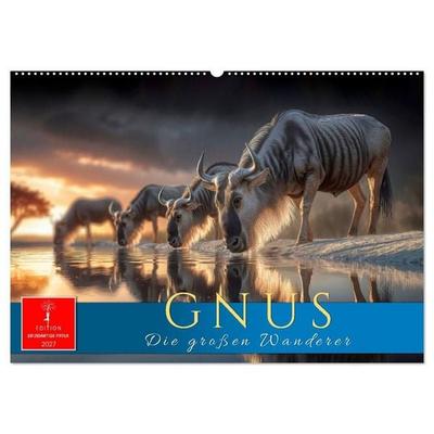 Gnus - die großen Wanderer (Wandkalender 2027 DIN A2 quer), CALVENDO Monatskalender