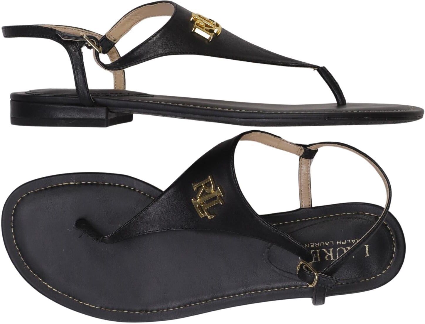 Lauren Ralph Lauren Damen Sandalen, Schwarz, Gr. EU 40, Leder - Second Hand