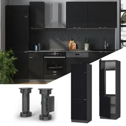 Vicco Kühlumbauschrank Fame-Line Anthrazit Schwarz gestreift 60 cm