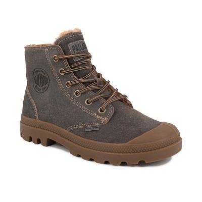 Winterboots PALLADIUM "PAMPA ZIP WL PILOT", Herren, Gr. 44,5, wärmend, braun (mg frontiere), Leder, Schuhe Winterboots, Winterschuhe, Winterstiefel, wasserabweisend & gefüttert