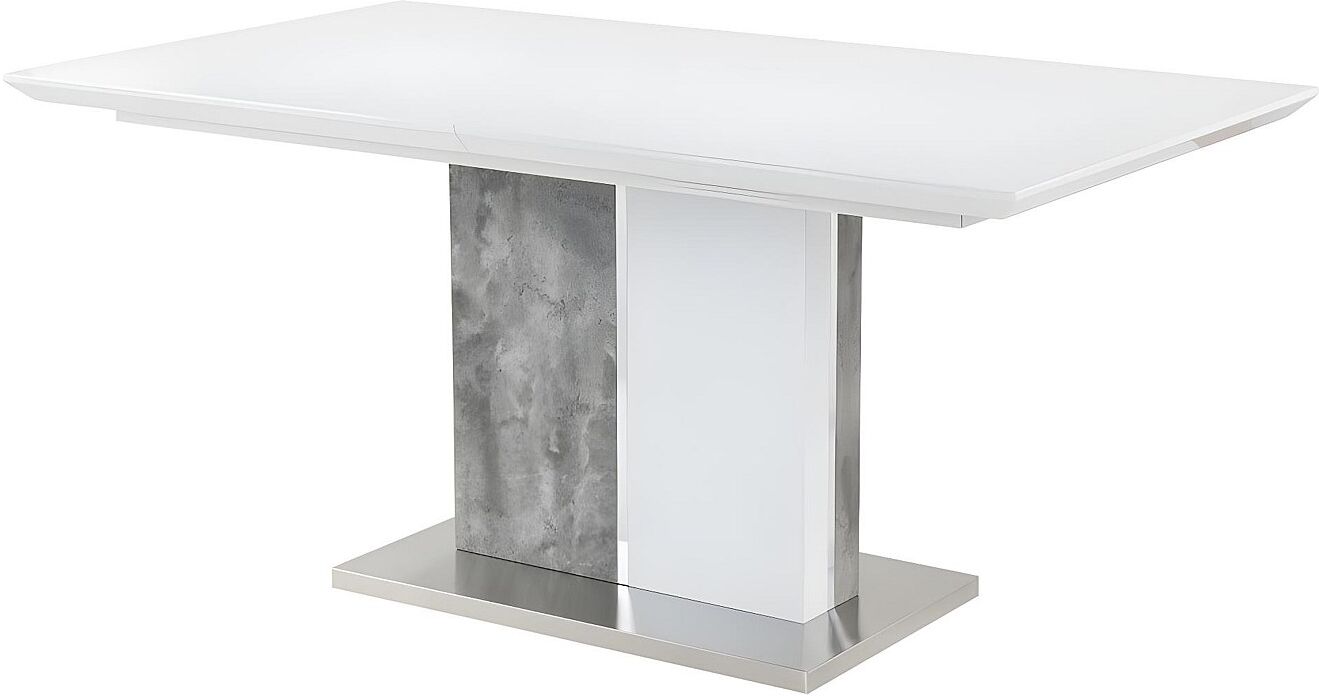 Vente-unique Esstisch ausziehbar - 6 bis 8 Personen - MDF - Weiß & Beton-Optik - EREN