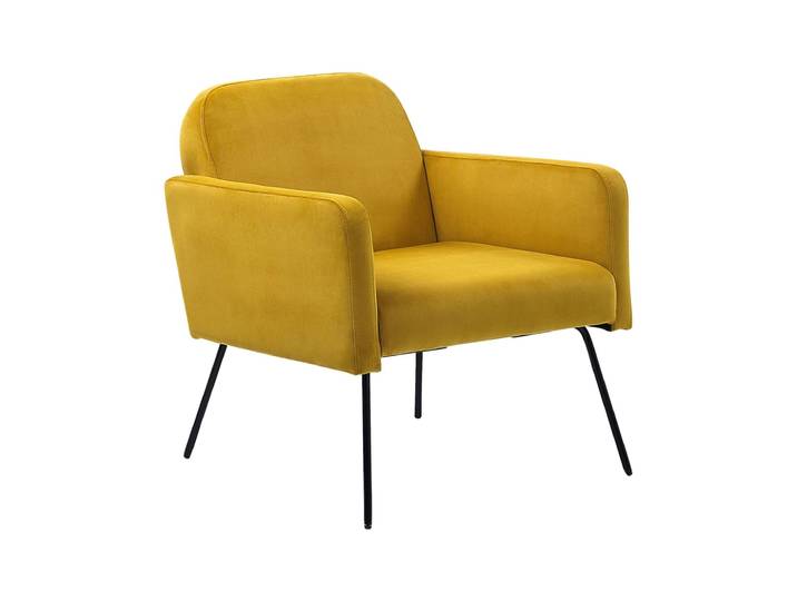 Fauteuil en velours jaune h77