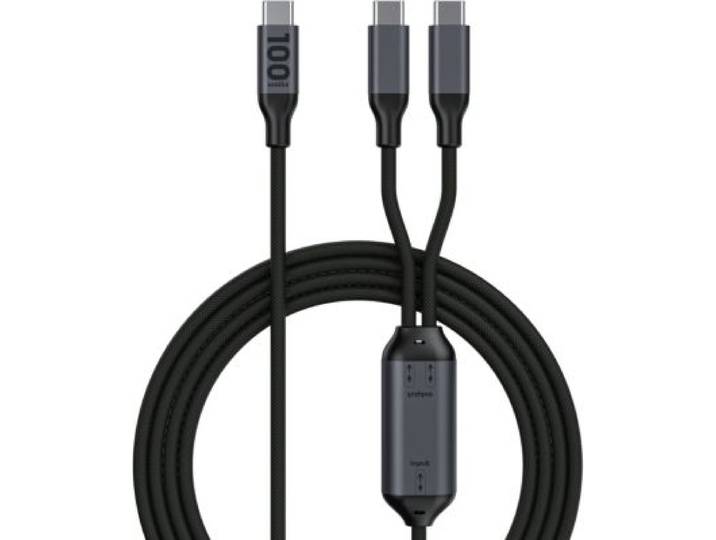 Essentielb - Cable 1.5m 100w 2 En 1 Usb-C Vers X2 Usb-C