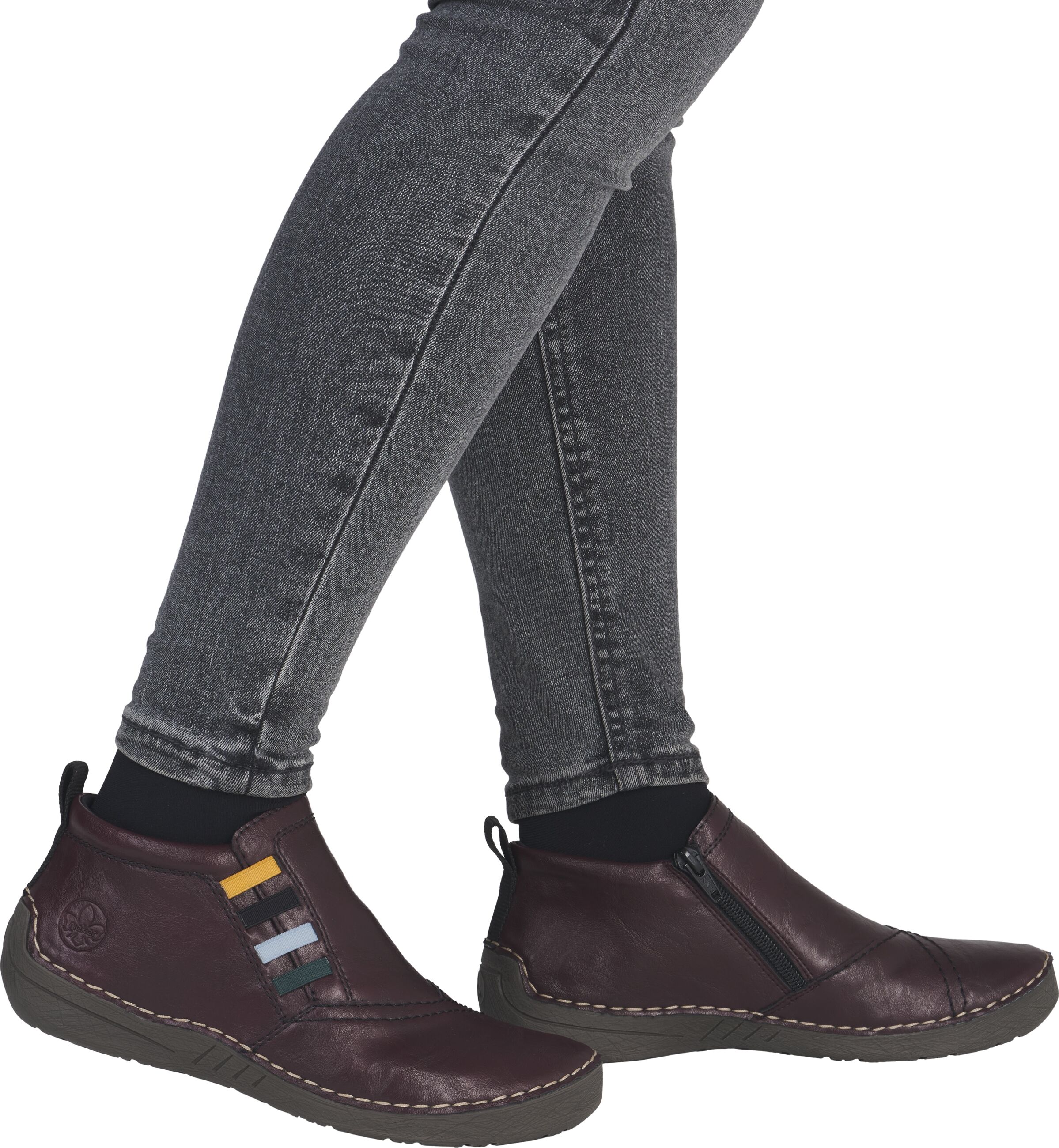 Schlupfboots RIEKER, Damen, Gr. 40, wärmend, lila (brombeere), Lederimitat, Basic, Schuhe Schlupfboots, Casual-Boots, Stiefelette, Schlupfboots mit Innenreissverschluss brombeere 40, wärmend