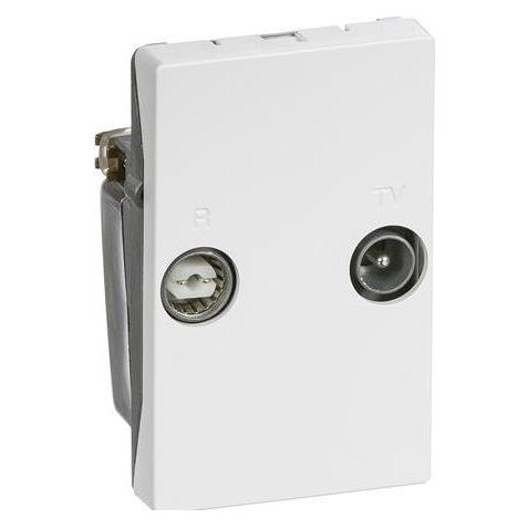 LK FUGA Antenneudtag TV/Radio slutdåse 1½ modul, Hvid- I pose for DIY (Antennendose) (AAK508D62021L)