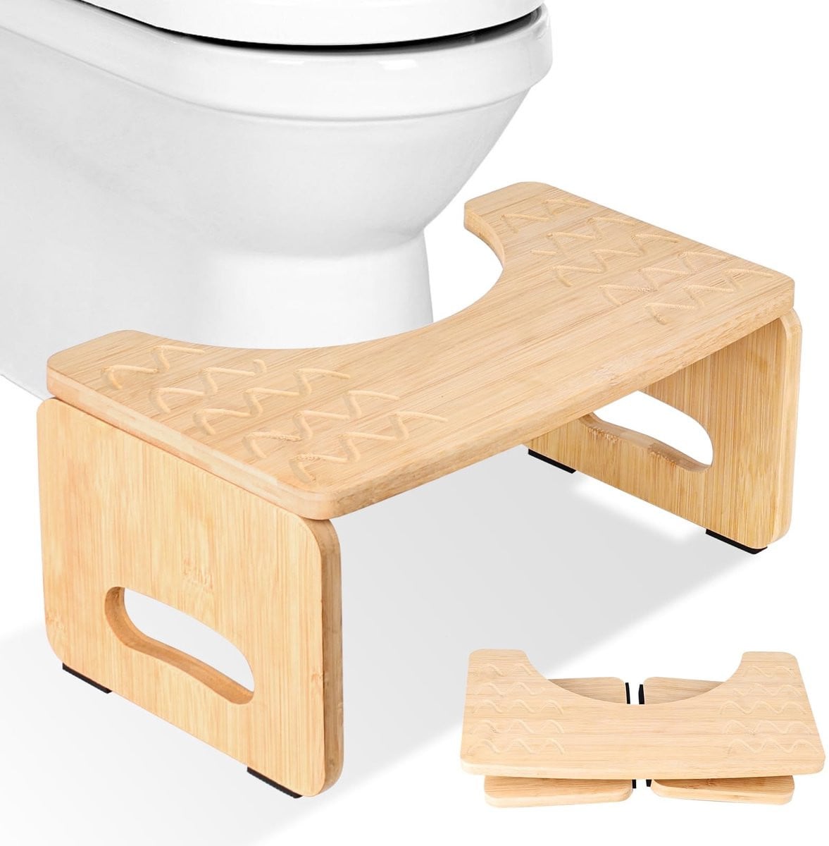 Merkloze inklapbare bamboe toiletkruk voor volwassenen