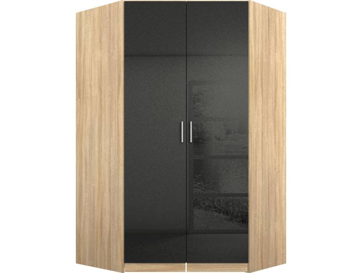 rauch Kleiderschrank Schrank Eckschrank Ankleide Garderobe CELLE Schenkelmass: 117x117 cm, Höhe 197/210 cm, optional mit Spiegel oder Hochglanzfront MADE IN GERMANY