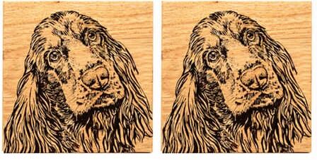 Selbrae House Just Slate Company Set of 2 Cocker Spaniel Oak Coasters