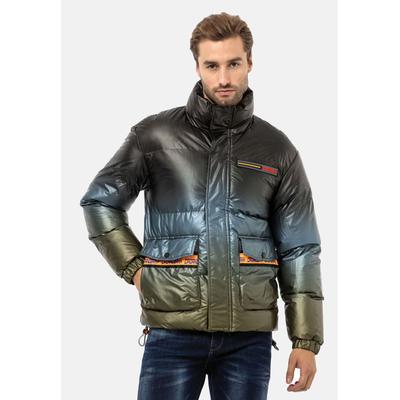 Winterjacke CIPO & BAXX "Jacke", Herren, Gr. L, grün (khaki), Stoff, 100% Polyester, gemustert, regular fit normal, Jacken Winterjacke, mit Farbverlauf-Muster